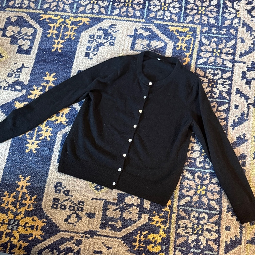 Quince Black Cashmere Cardigan